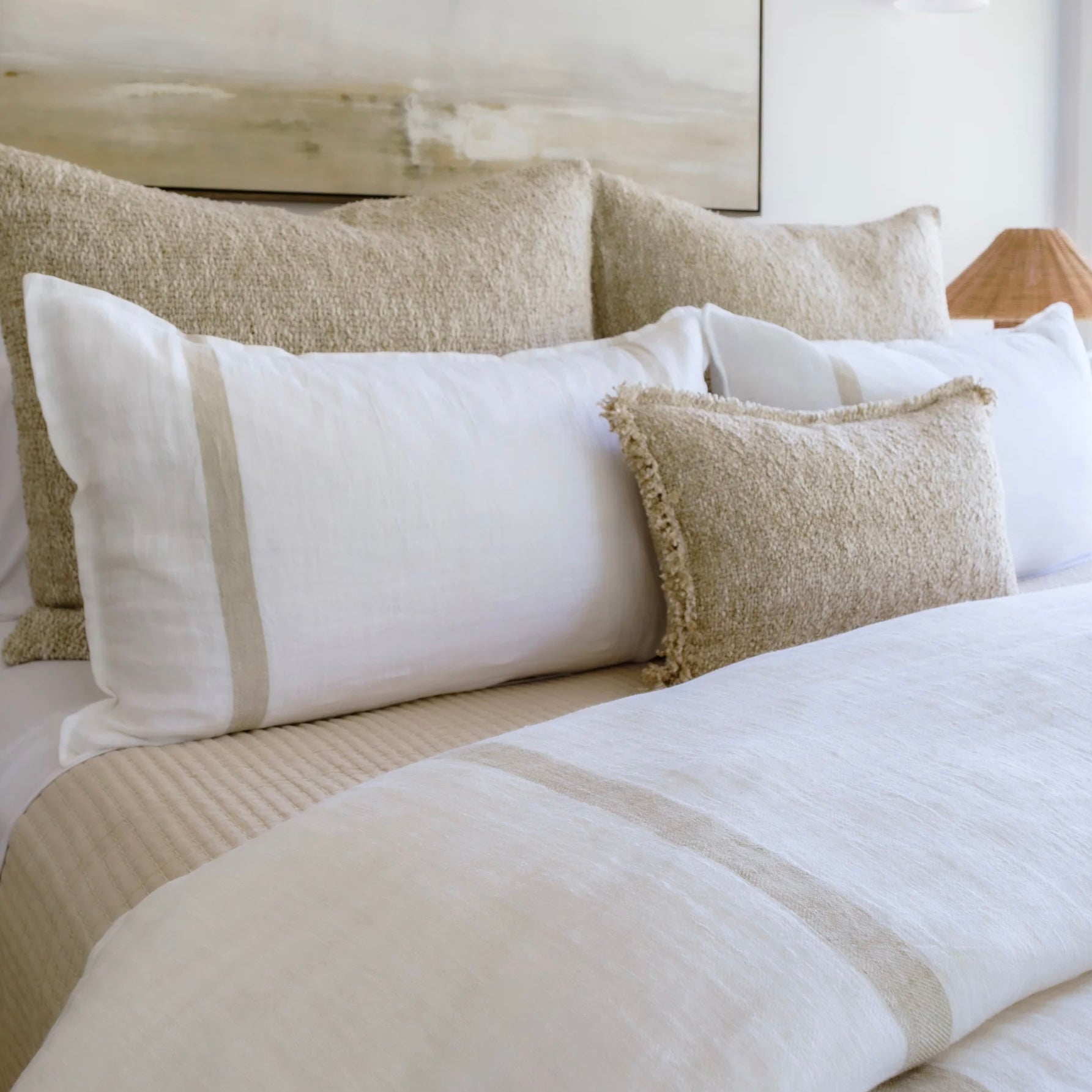 Pom Pom at Home Rory White and Flax Duvet Cover ~ Available in Queen and King - Image 3