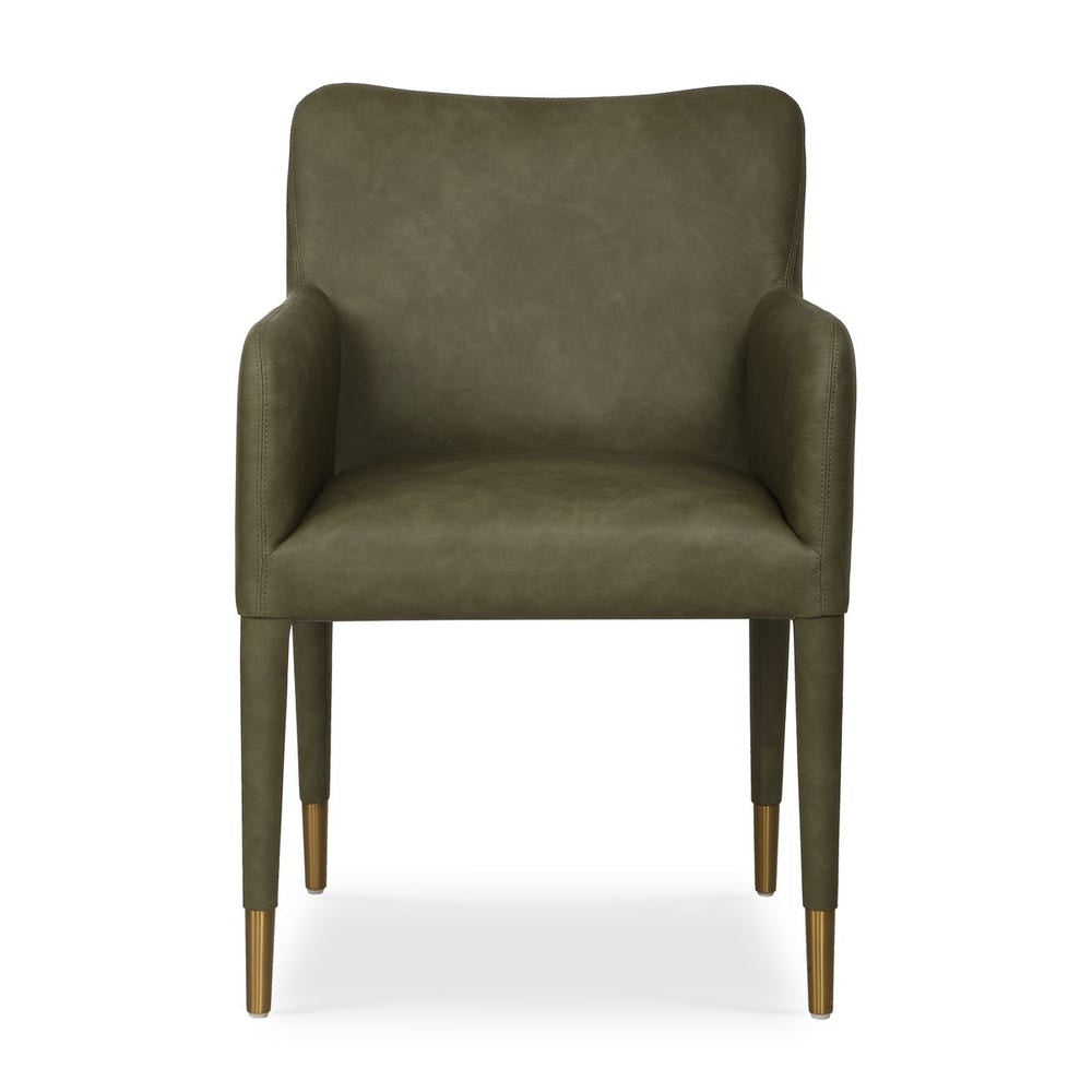 Uttermost Conifer Pine Green Distressed Faux Leather Modern Dining ArmChair - Image 3