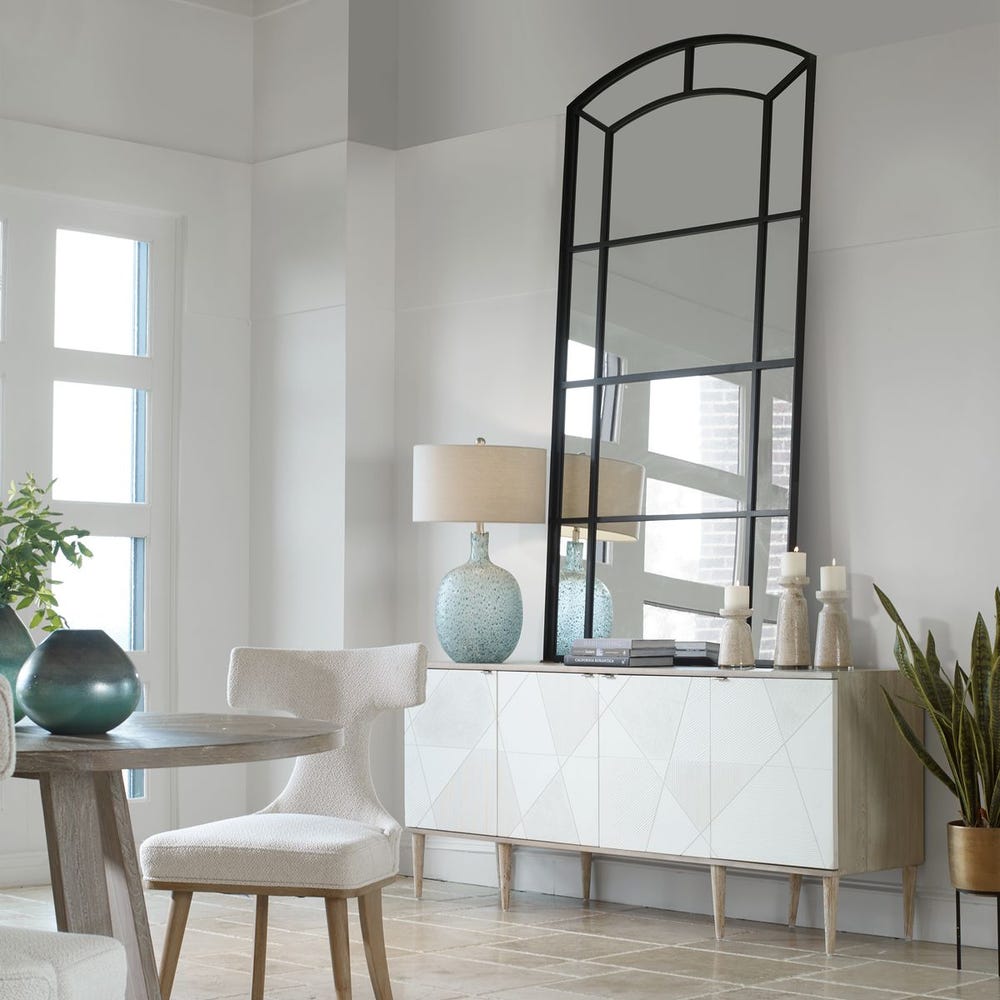 Uttermost Camber Rich Satin Black Arch Mirror - Image 3