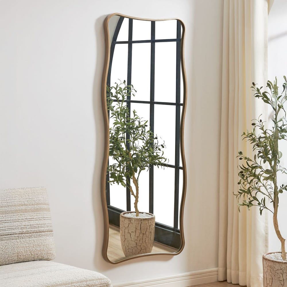 Uttermost Pavia Curvy Antique Gold Iron Tall Mirror - Image 1