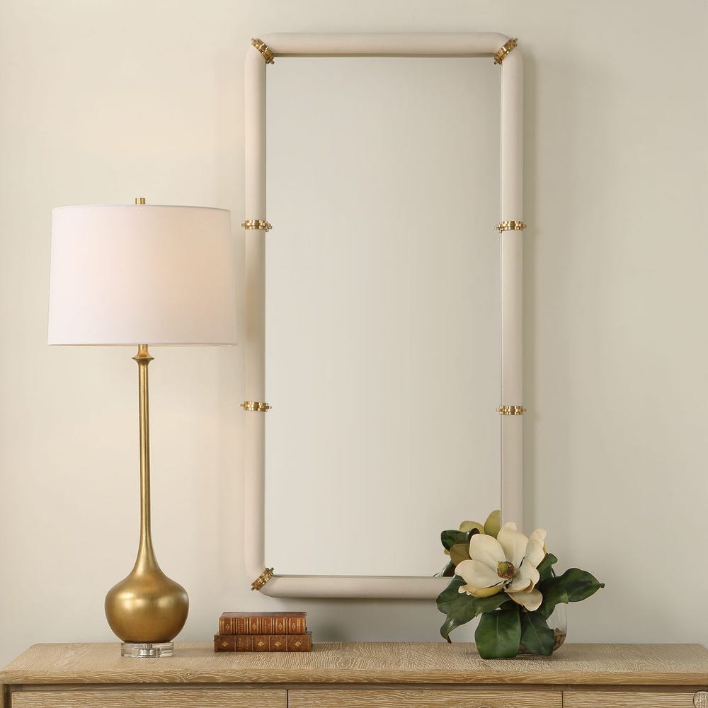 Uttermost Cyprus White Shagreen And Brass Mirror - Image 1