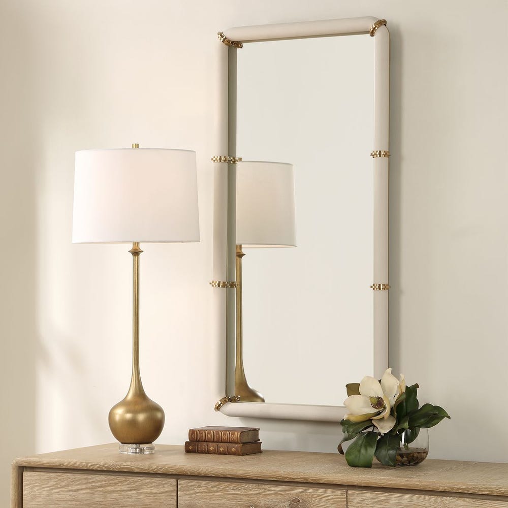 Uttermost Cyprus White Shagreen And Brass Mirror - Image 2
