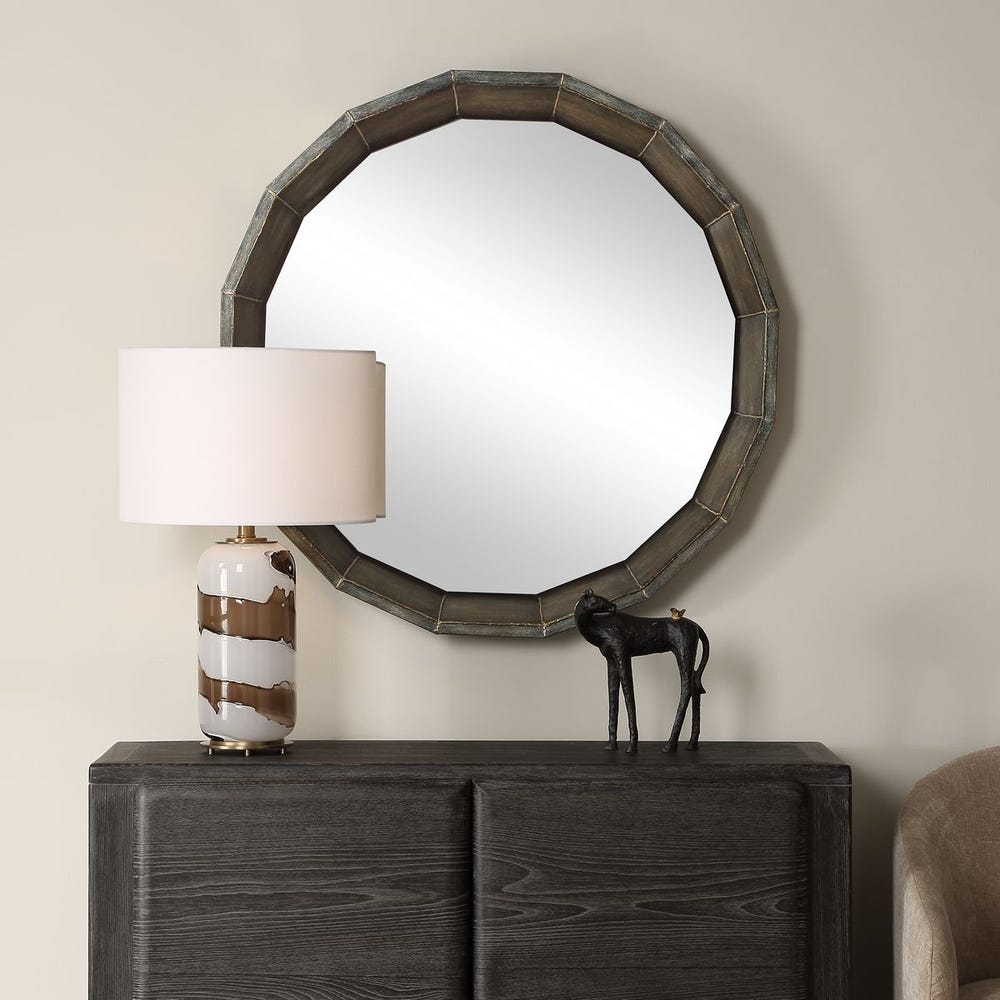 Uttermost Neve Rich Bronze Round Mirror - Image 1