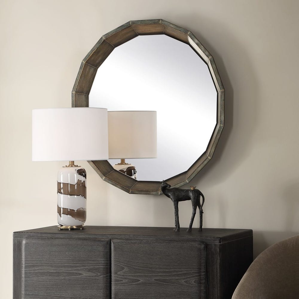 Uttermost Neve Rich Bronze Round Mirror - Image 2