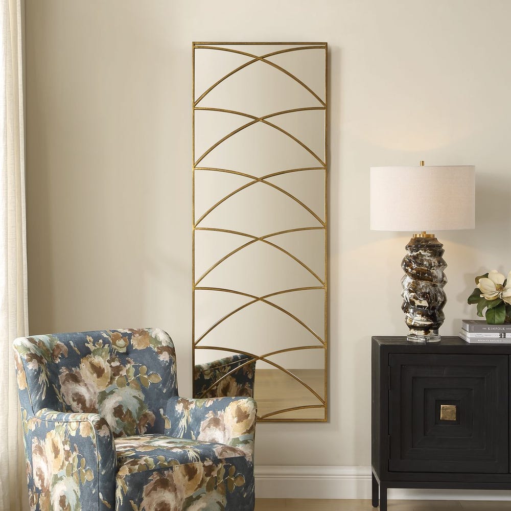 Uttermost Crossed Up Antique Gold Iron Mirror - Image 1
