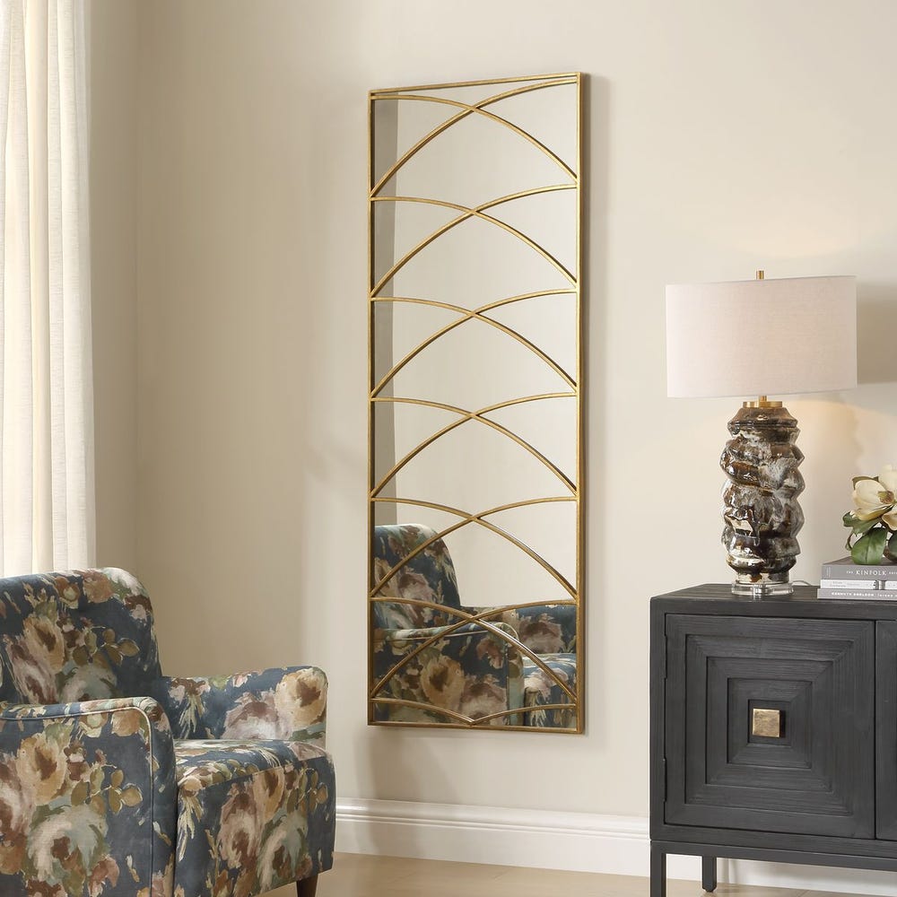 Uttermost Crossed Up Antique Gold Iron Mirror - Image 2