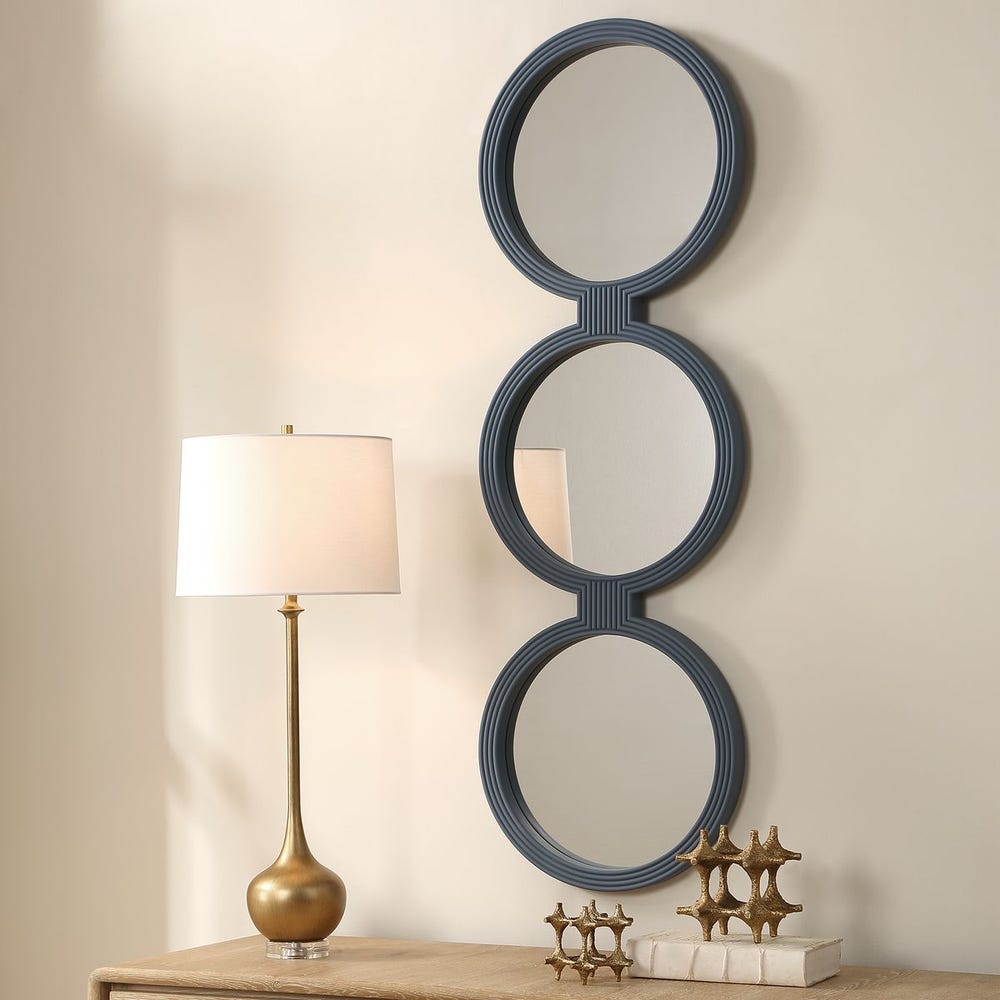 Uttermost Going In Circles Ribbed Blue-Gray Finish Mirror - Image 2