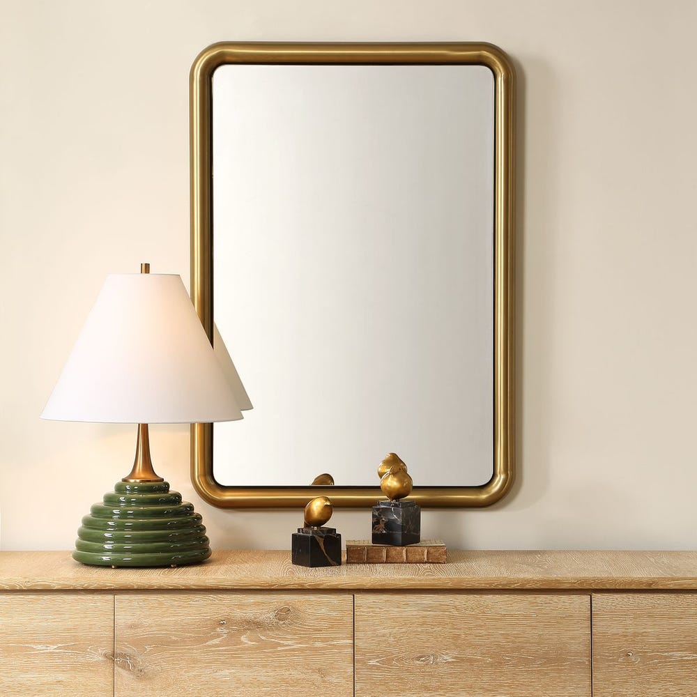 Uttermost Atkinson Antique Brass Rectangular Mirror - Image 1