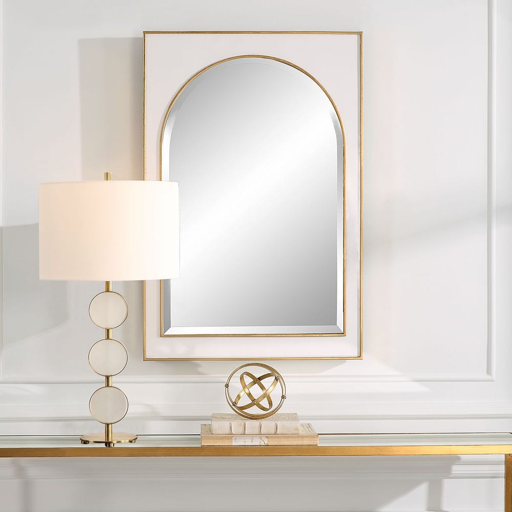 Uttermost Crisanta Iron Gloss White Arch Mirror - Image 1