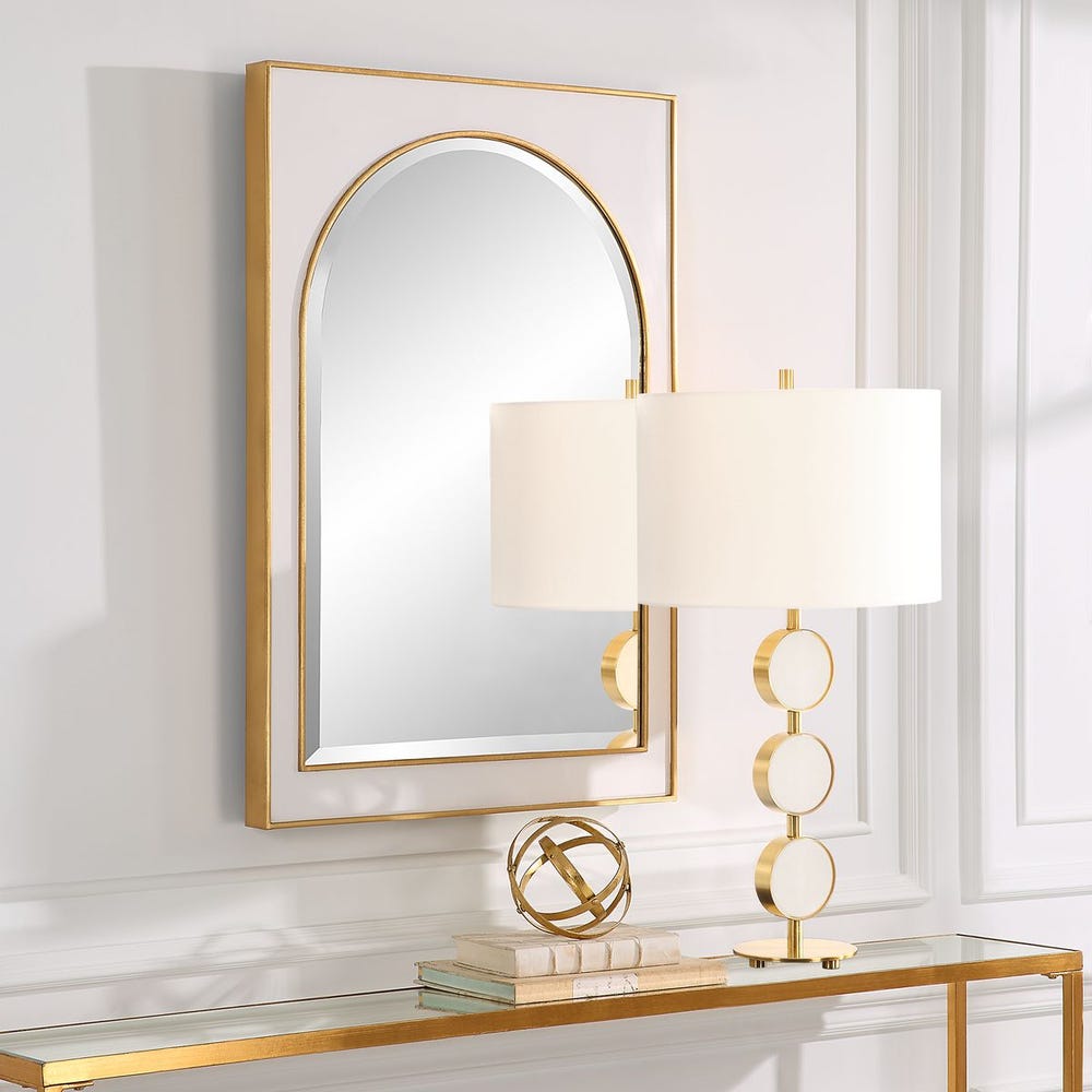 Uttermost Crisanta Iron Gloss White Arch Mirror - Image 2