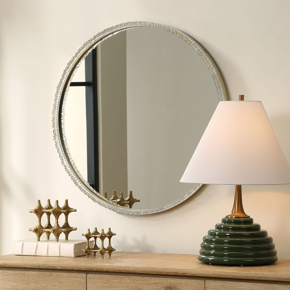 Uttermost Break The Ice Warm Champagne Iron Frame Round Mirror - Image 2