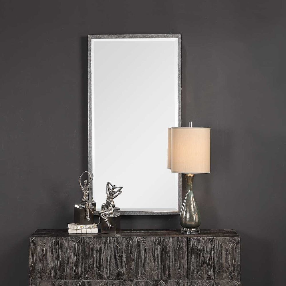 Uttermost Gabelle Hammer Textured Antique Metallic Silver Mirror - Image 1