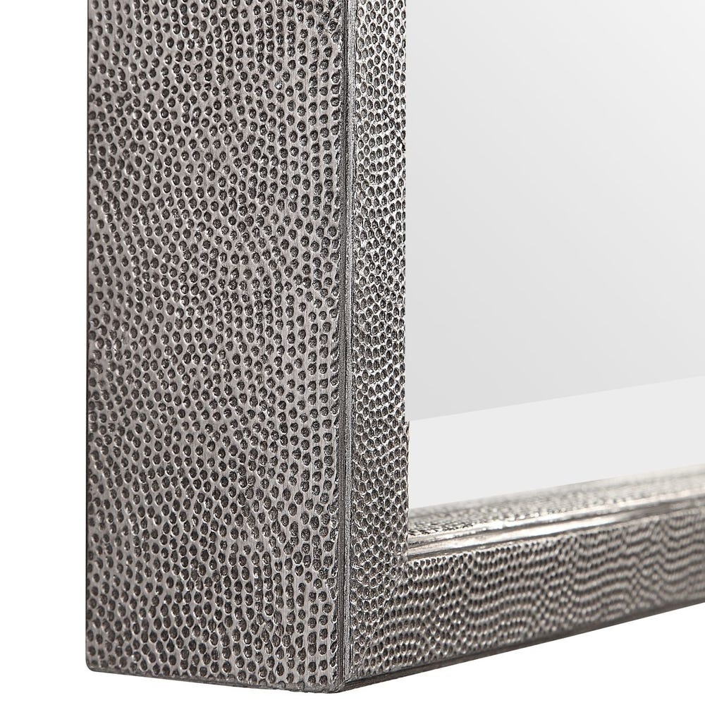 Uttermost Gabelle Hammer Textured Antique Metallic Silver Mirror - Image 3