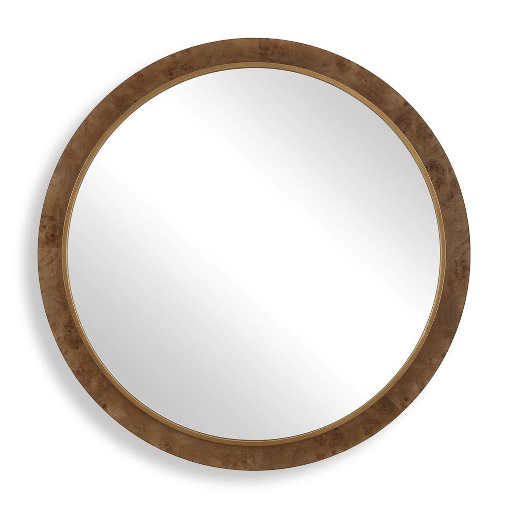 Uttermost Cleveland Antique Gold And Natural Grain Round Mirror - Image 3