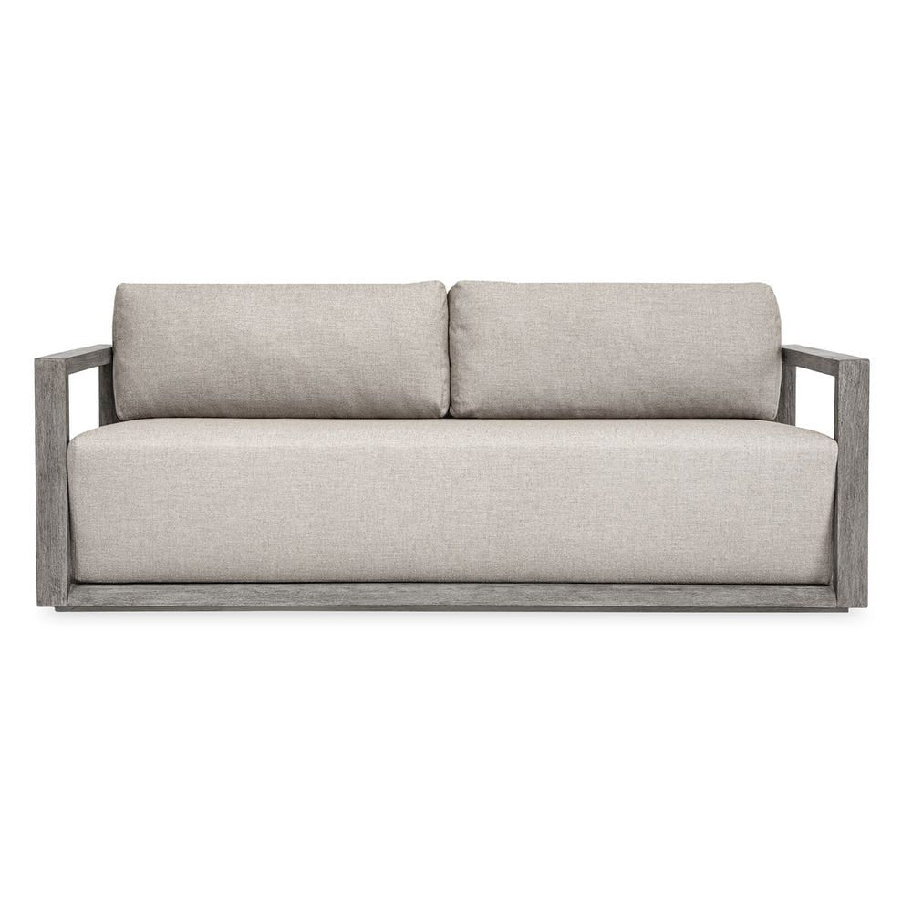 Uttermost Remsen Outdoor Three Seater Sofa ~ Weathered Gray Finish & Sunbrella Nuance Dove