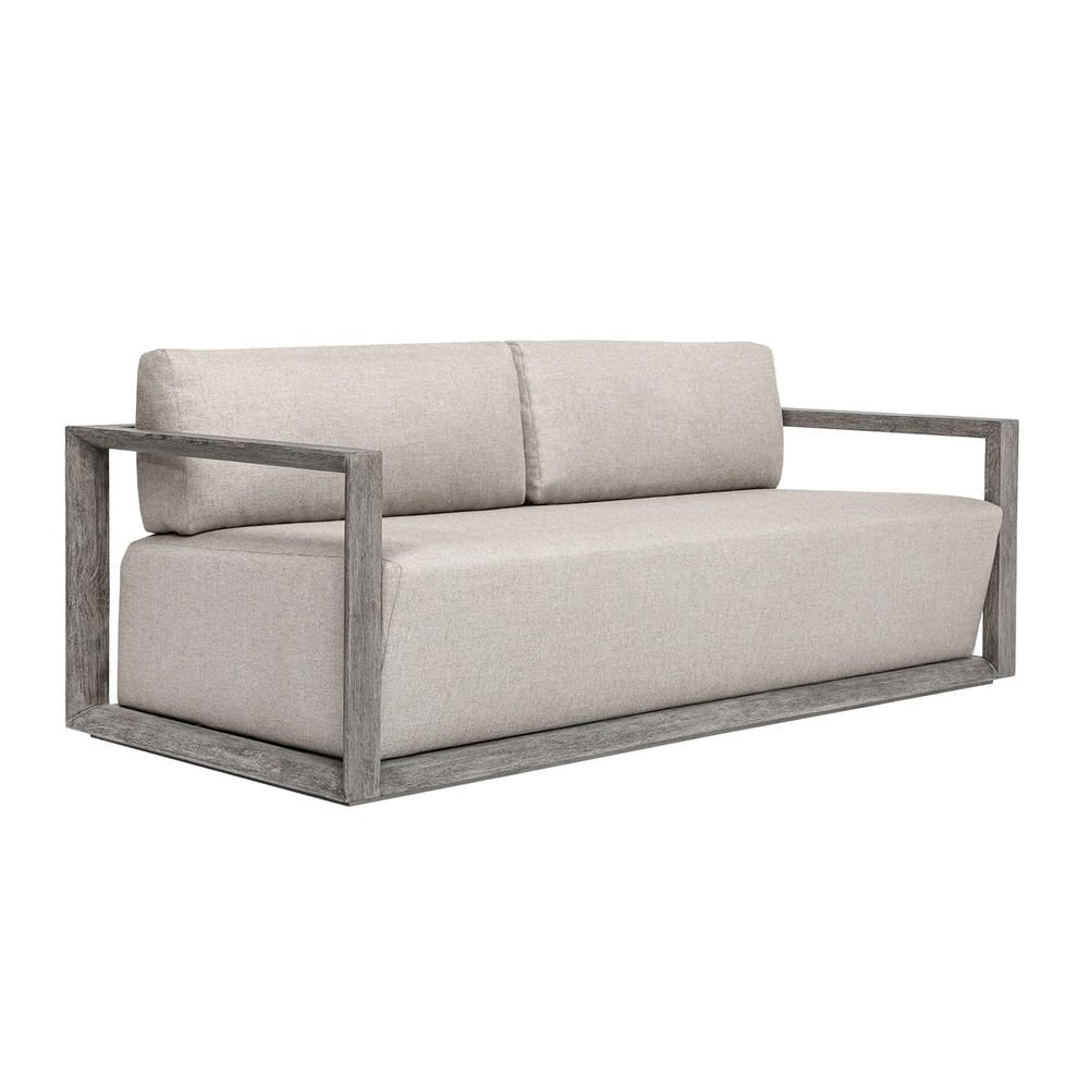 Uttermost Remsen Outdoor Three Seater Sofa ~ Weathered Gray Finish & Sunbrella Nuance Dove - Image 2