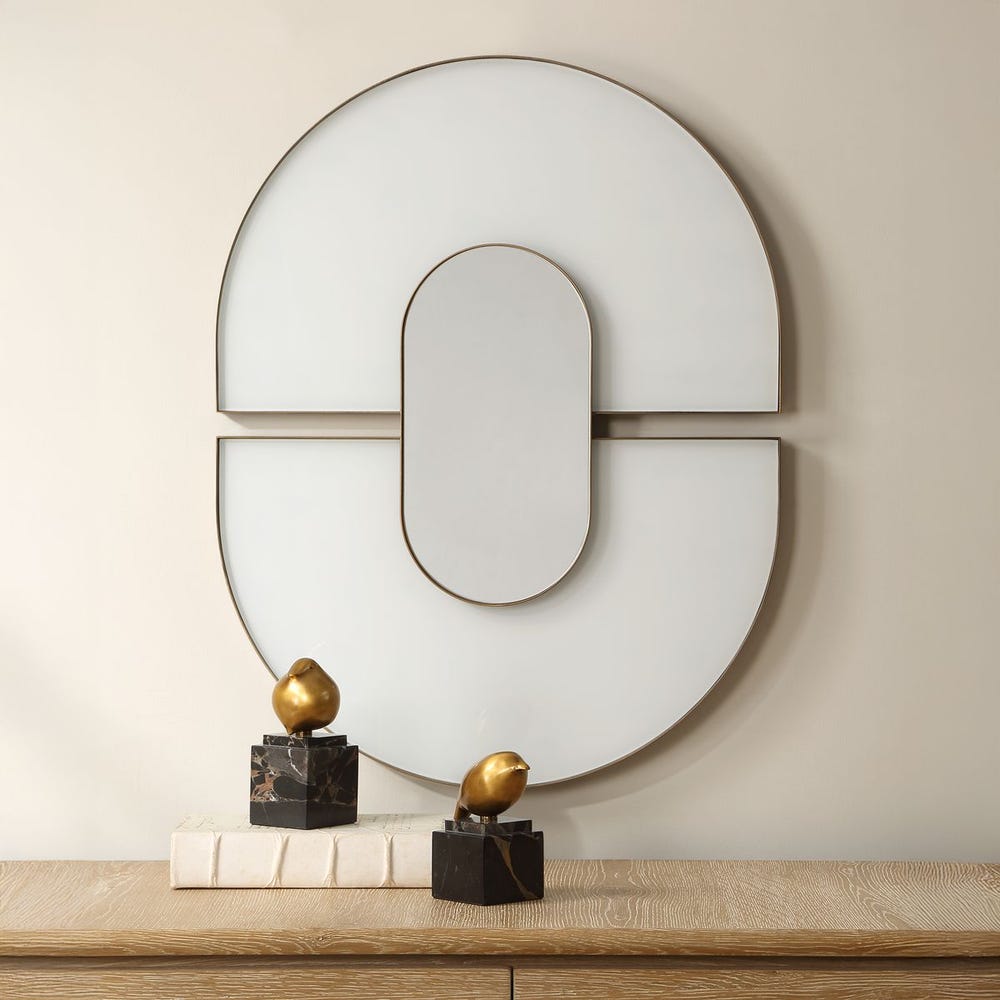 Uttermost Encase White Glass Oval Mirror - Image 1