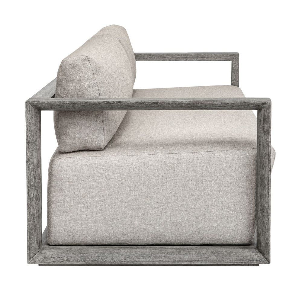 Uttermost Remsen Outdoor Three Seater Sofa ~ Weathered Gray Finish & Sunbrella Nuance Dove - Image 3