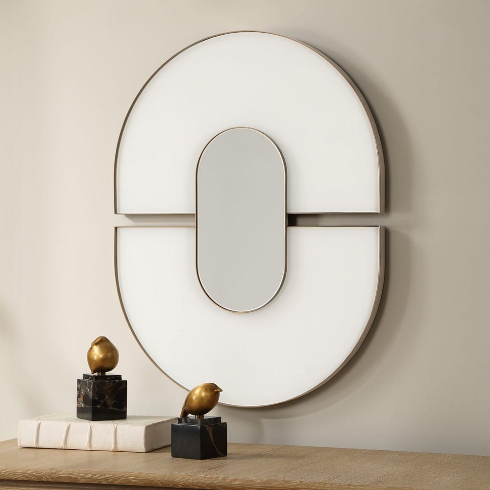 Uttermost Encase White Glass Oval Mirror - Image 2