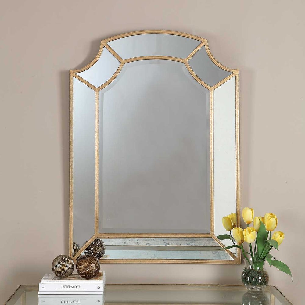 Uttermost Francoli Antique Gold Leaf Corner Arch Mirror - Image 1