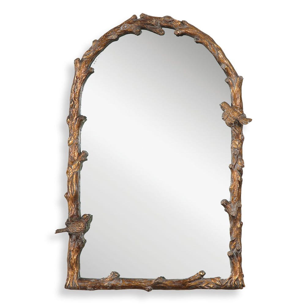 Uttermost Paza Distressed Antique Gold Leaf Arch Mirror - Image 2