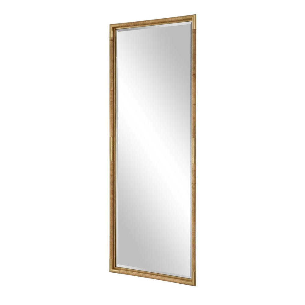 Uttermost Kampar Antique Gold Wrapped Natural Rattan Mirror - Image 3