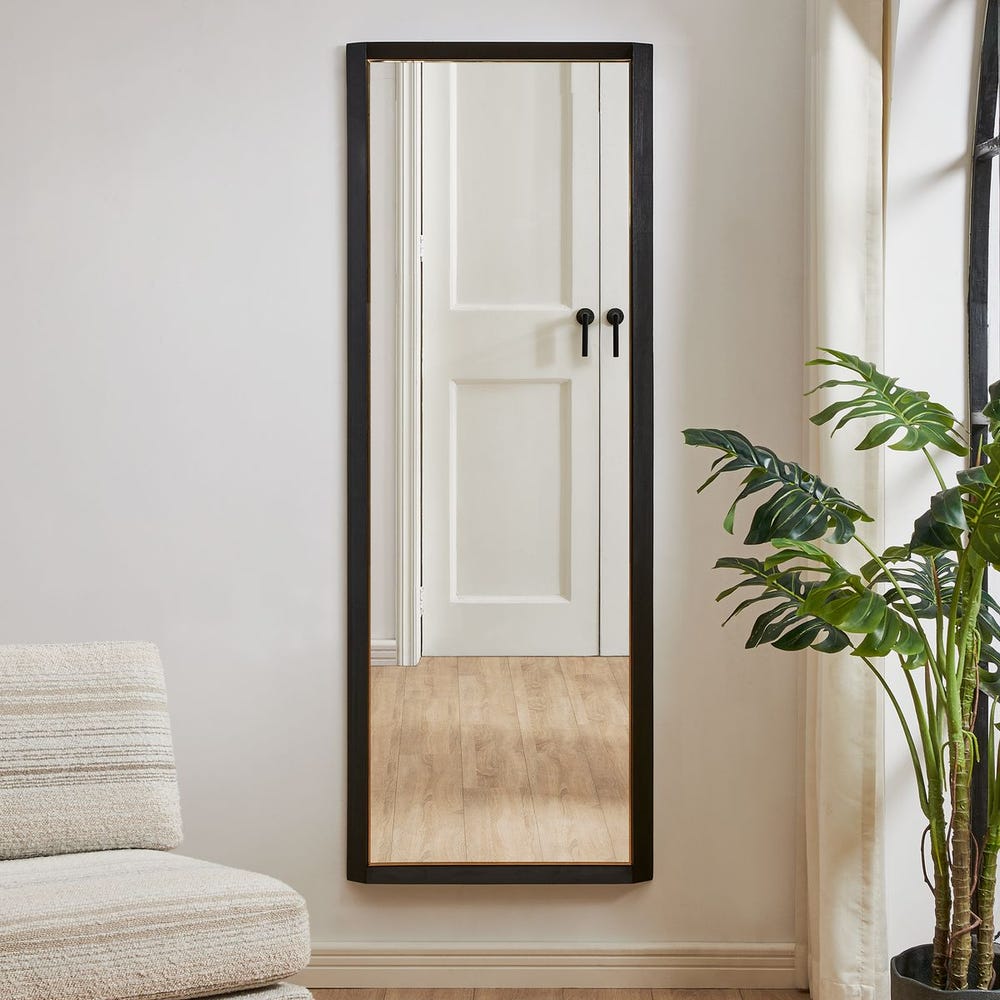 Uttermost Stenton Sleek Black With Gold Plated Inner Edge Tall Mirror - Image 1