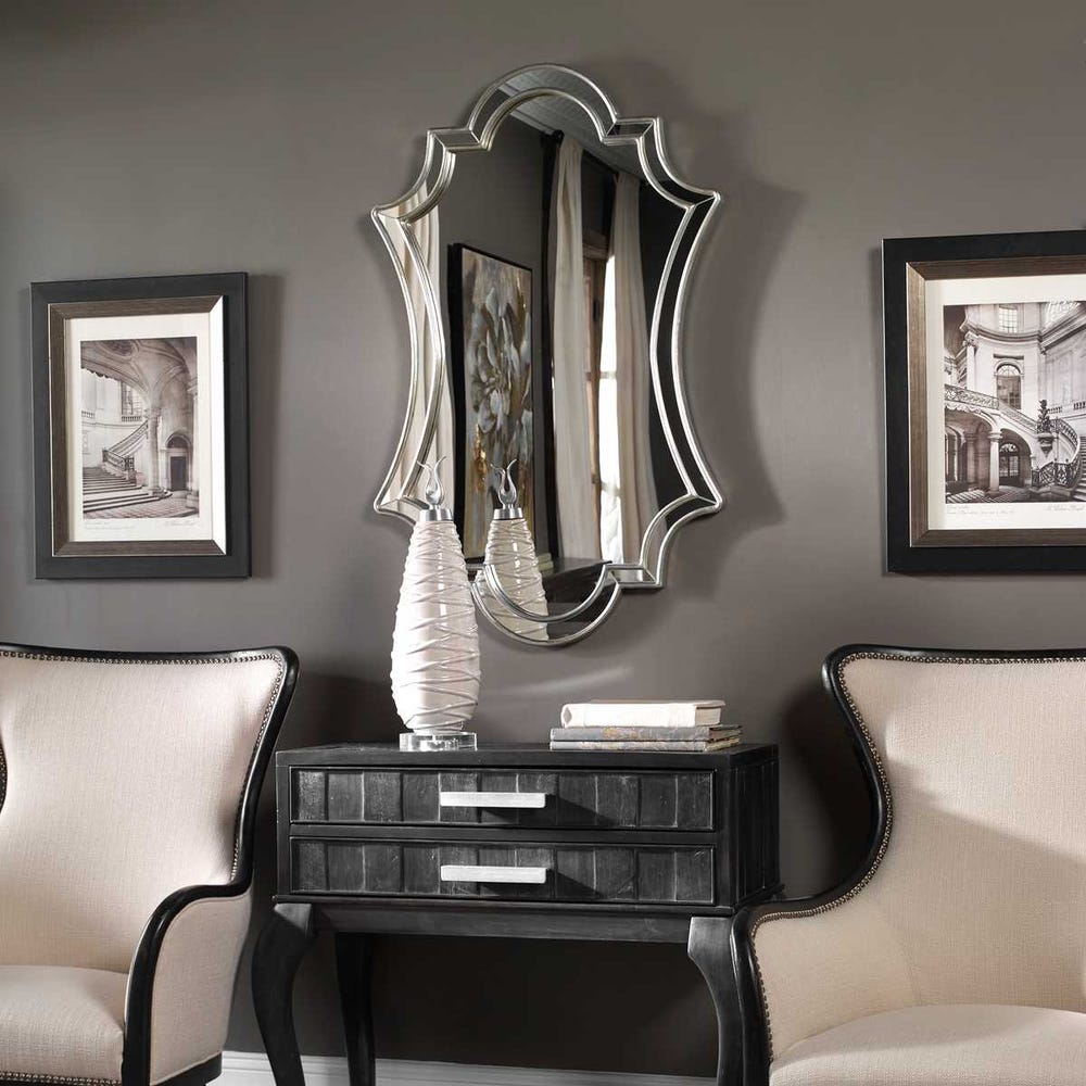 Uttermost Elara Curved Edge Finished Antique Silver Mirror - Image 3