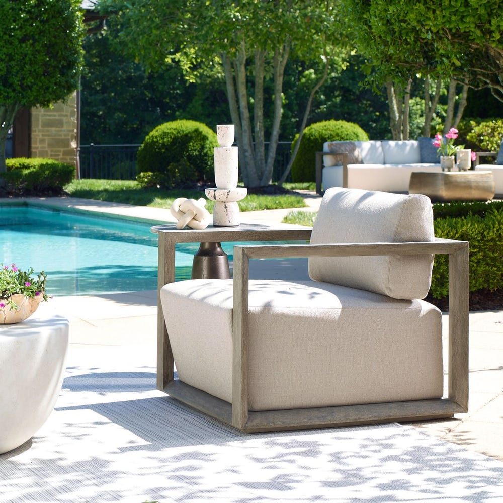 Uttermost Outdoor Lounge Chair ~ Weathered Gray Finish & Sunbrella Nuance Dove - Image 1
