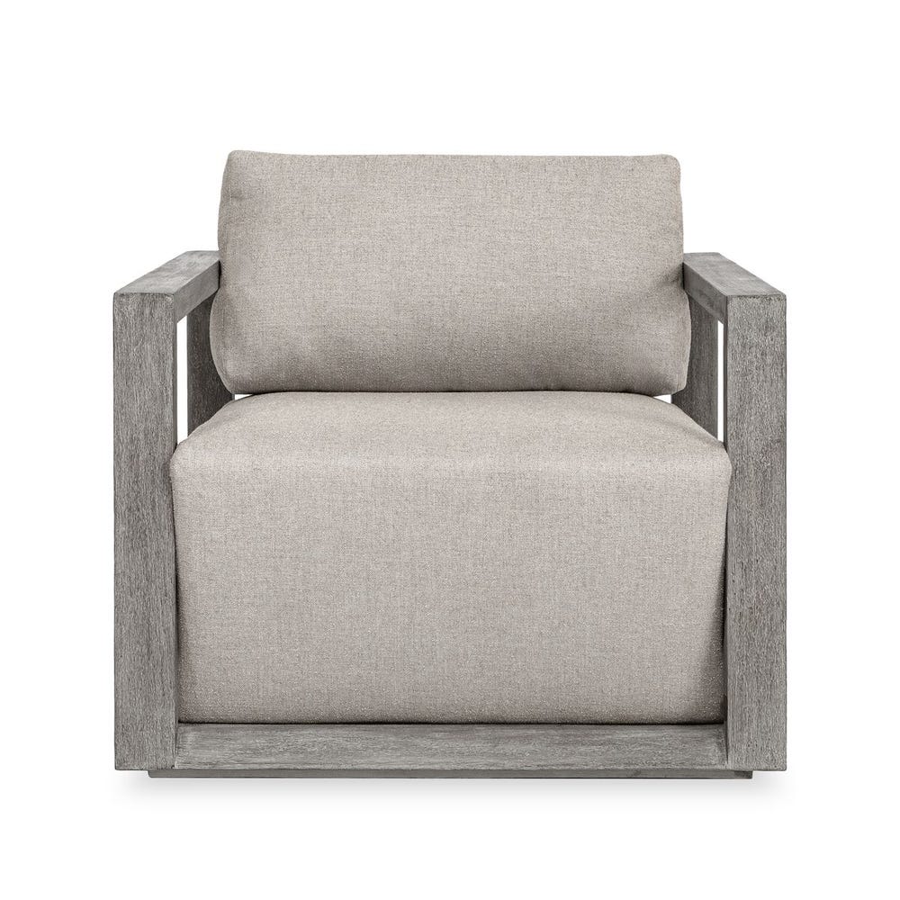 Uttermost Outdoor Lounge Chair ~ Weathered Gray Finish & Sunbrella Nuance Dove - Image 2