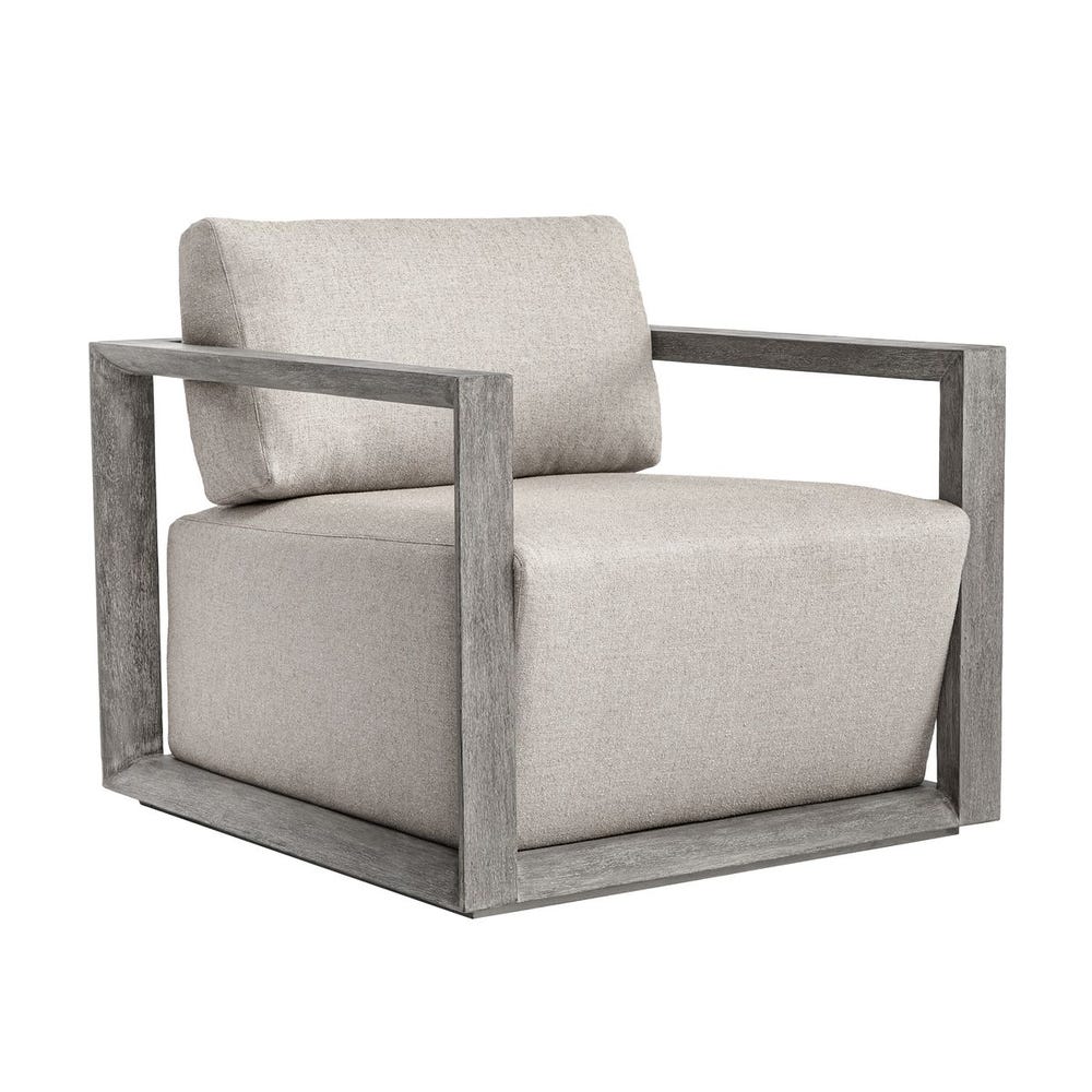 Uttermost Outdoor Lounge Chair ~ Weathered Gray Finish & Sunbrella Nuance Dove - Image 3