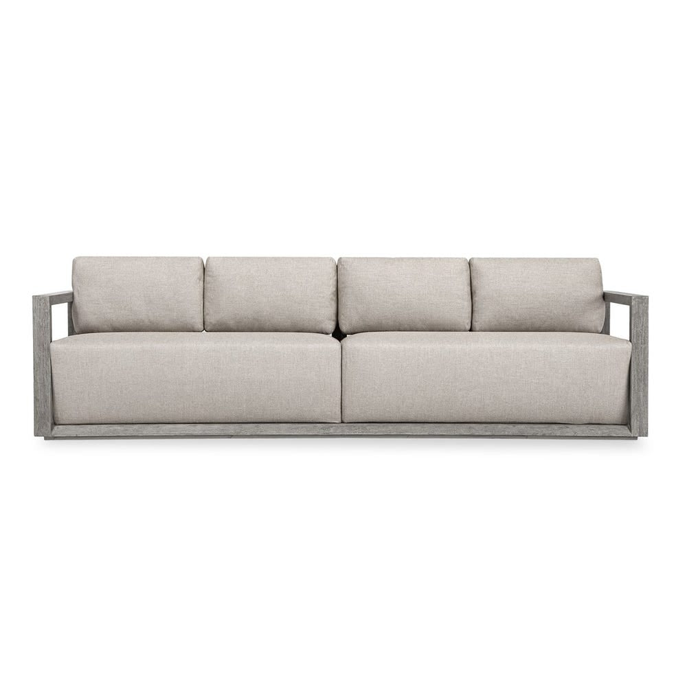 Uttermost Remsen Outdoor Four Seater Sofa ~ Weathered Gray Finish & Sunbrella Nuance Dove