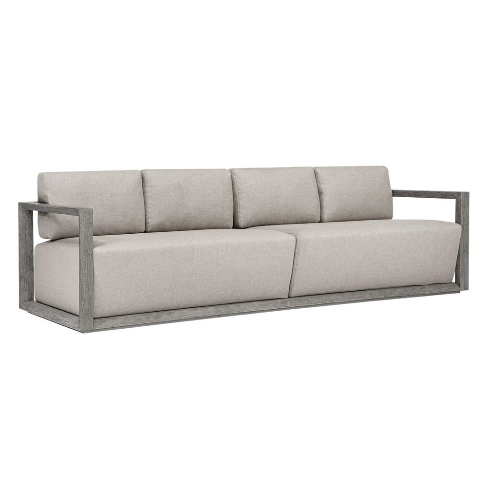 Uttermost Remsen Outdoor Four Seater Sofa ~ Weathered Gray Finish & Sunbrella Nuance Dove - Image 2