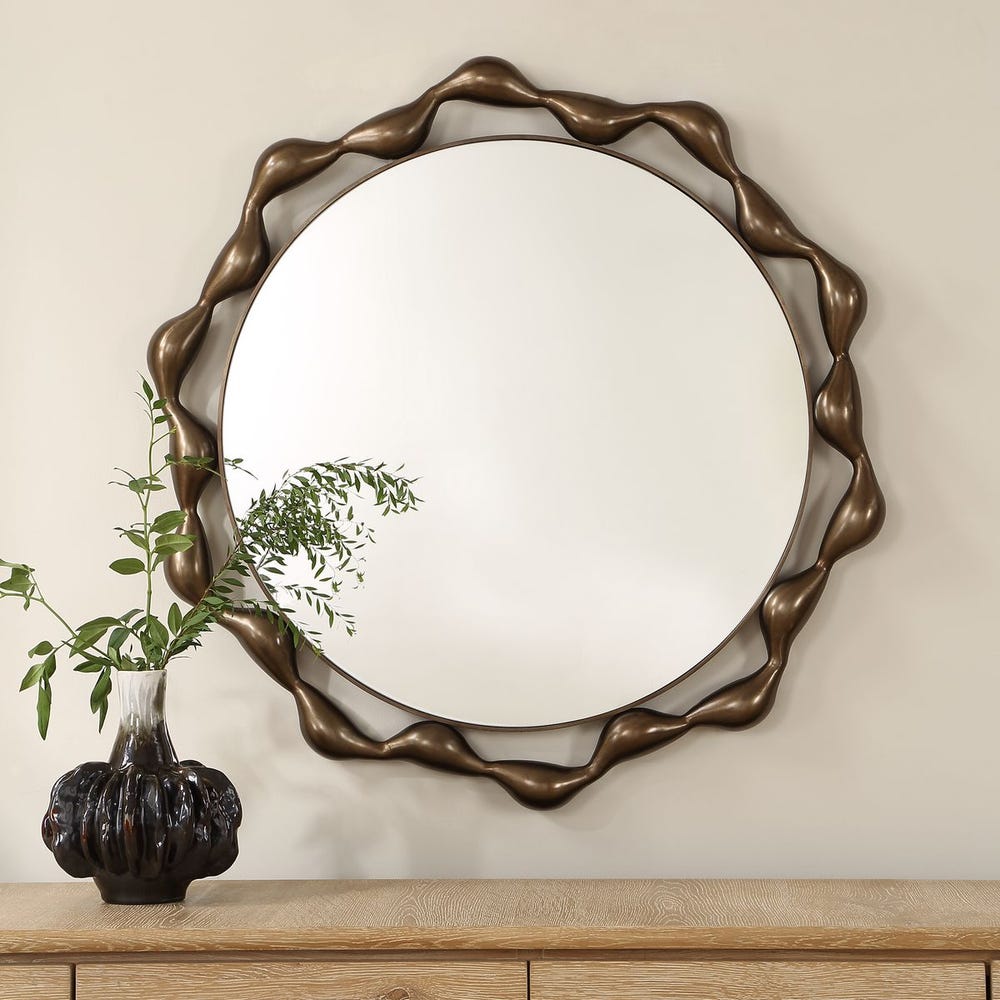 Uttermost Remolino Warm Bronze Cast Iron Round Mirror - Image 1