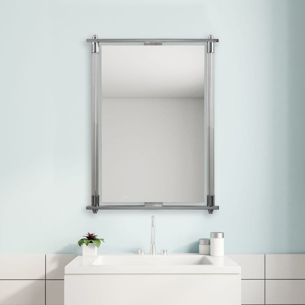 Uttermost Adara Ribbed Glass With Crome Mirror - Image 2