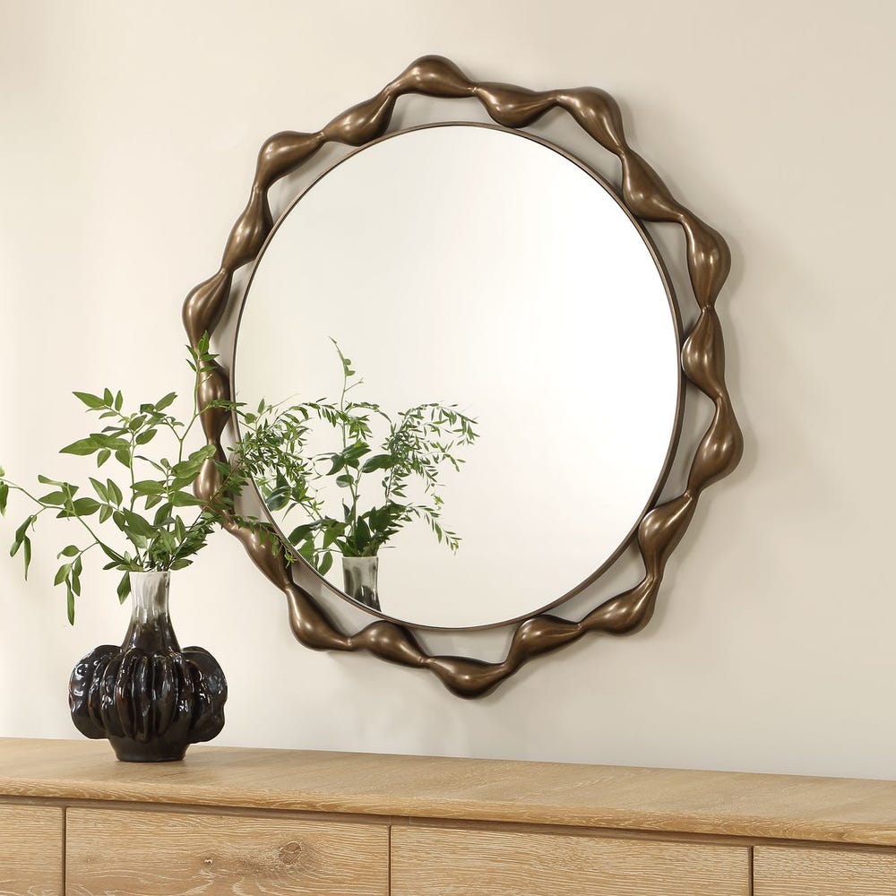 Uttermost Remolino Warm Bronze Cast Iron Round Mirror - Image 2