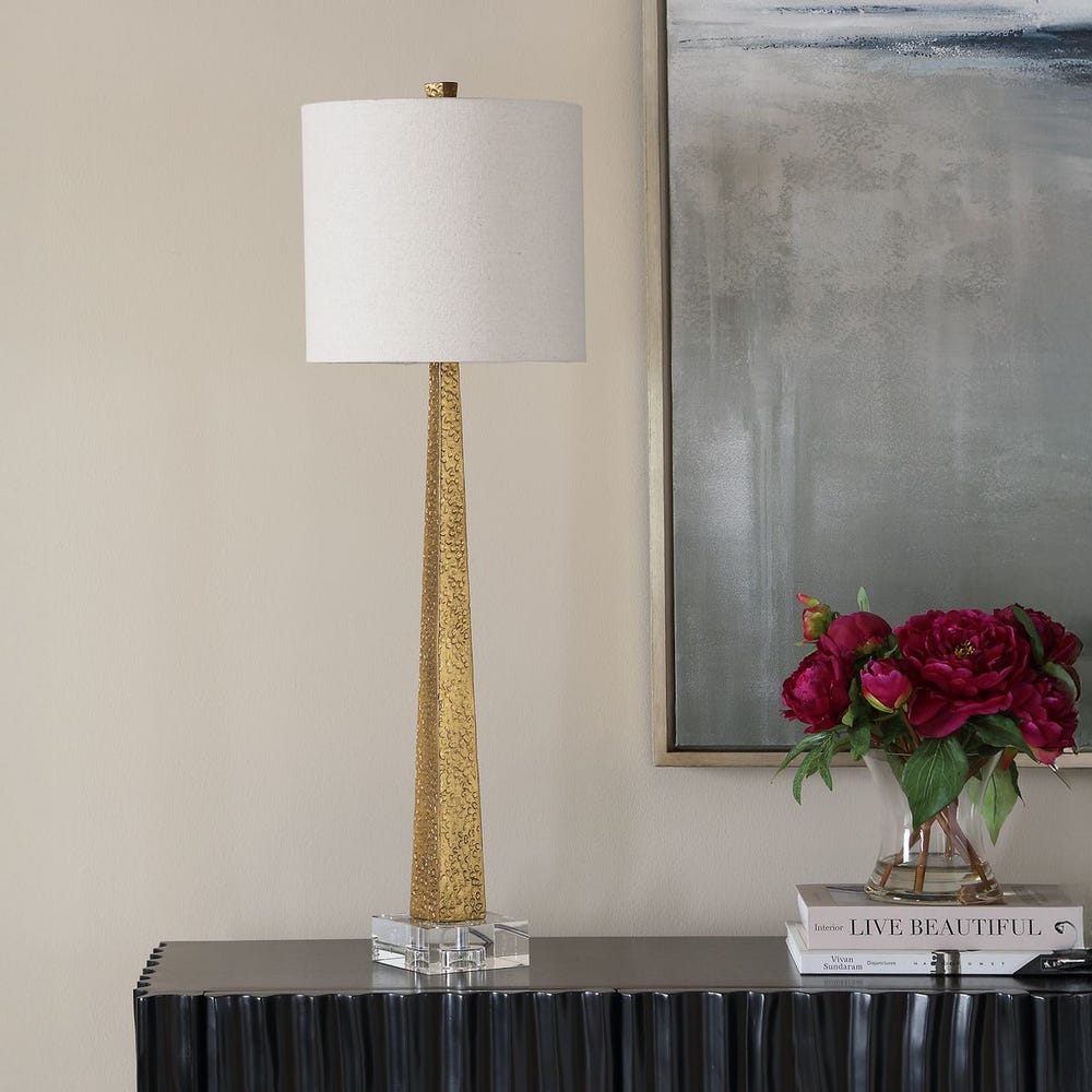 Uttermost Midas Textured Antique Brass Finished Buffet Lamp - Image 3