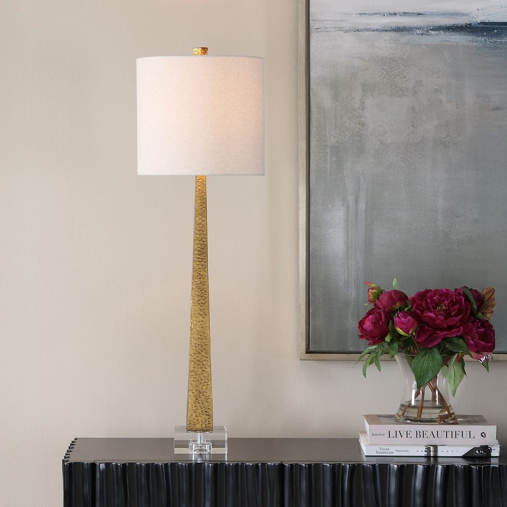Uttermost Midas Textured Antique Brass Finished Buffet Lamp - Image 2