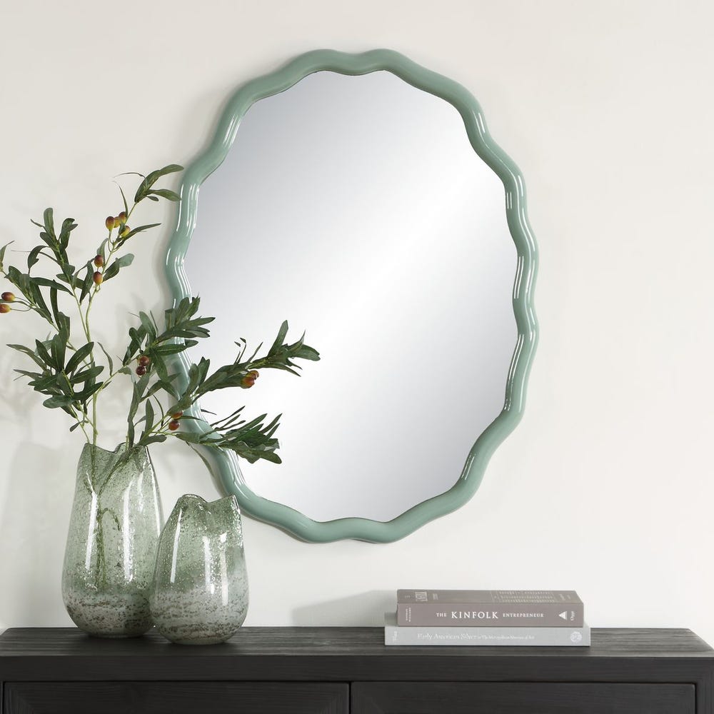Uttermost Isly Robbin’s Egg Blue Oval Mirror - Image 1