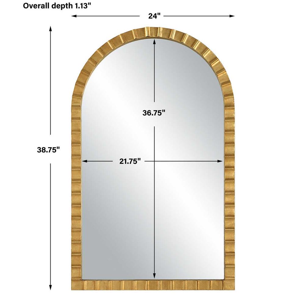 Uttermost Dandridge Antique Gold Leaf Iron Arch Mirror - Image 3