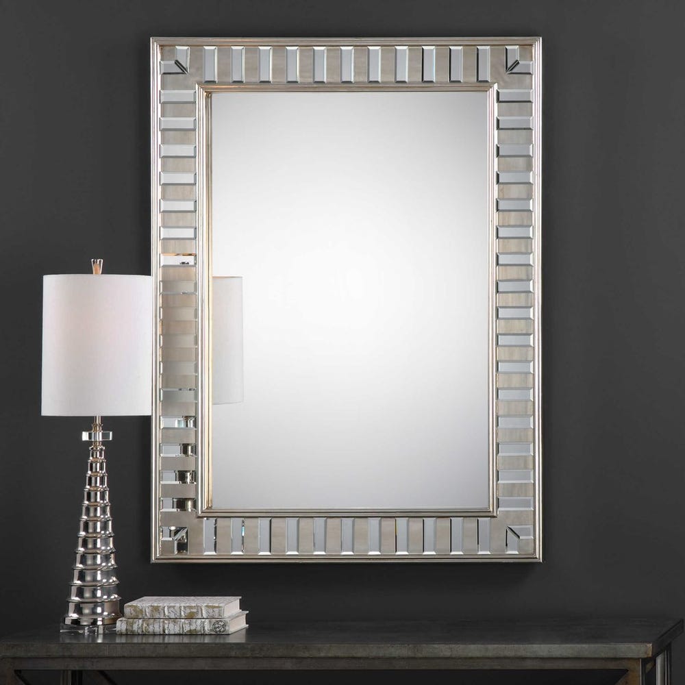 Uttermost Lanester Silver Leaf With Small Mirrors Framed Mirror - Image 1