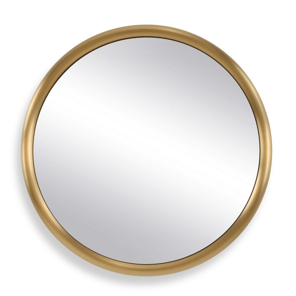 Uttermost Atkinson Plated Antique Brass Round Mirror - Image 3