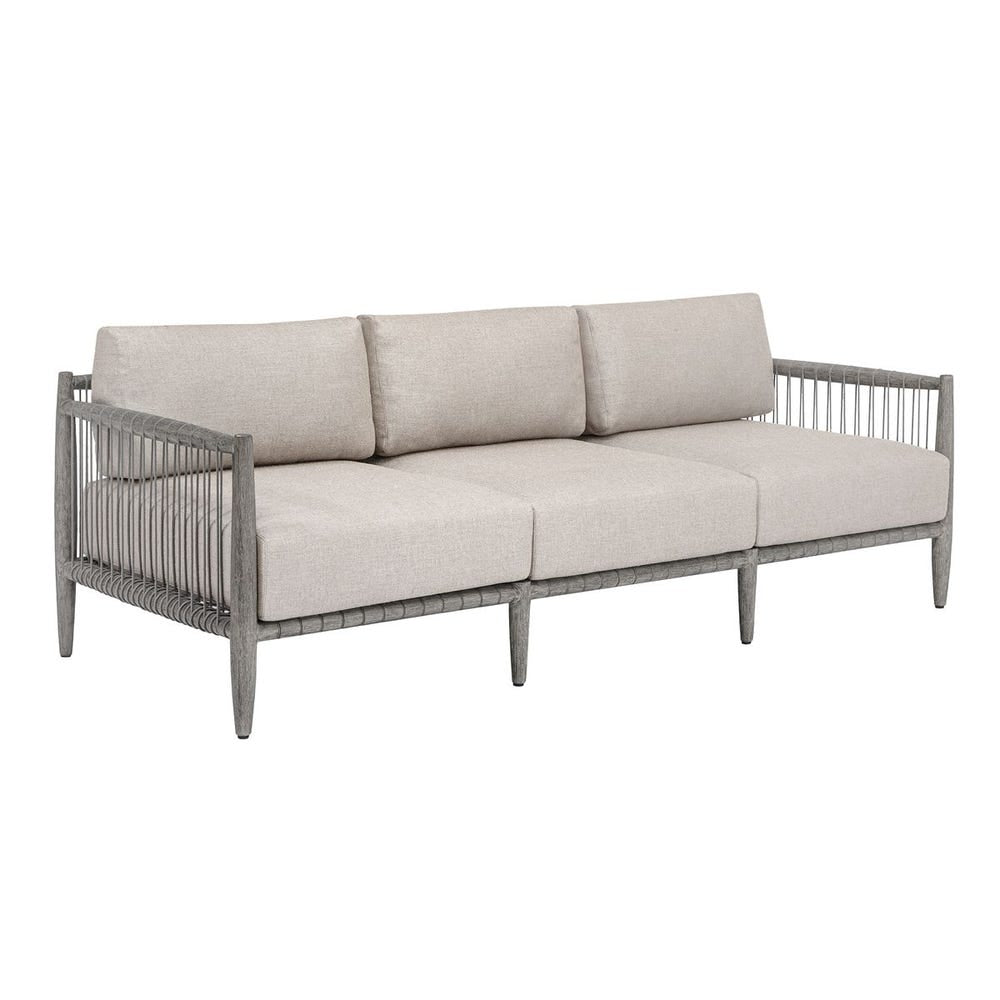 Uttermost Borneo Outdoor Sofa ~ Weathered Gray Finish & Sunbrella Nuance Dove - Image 2