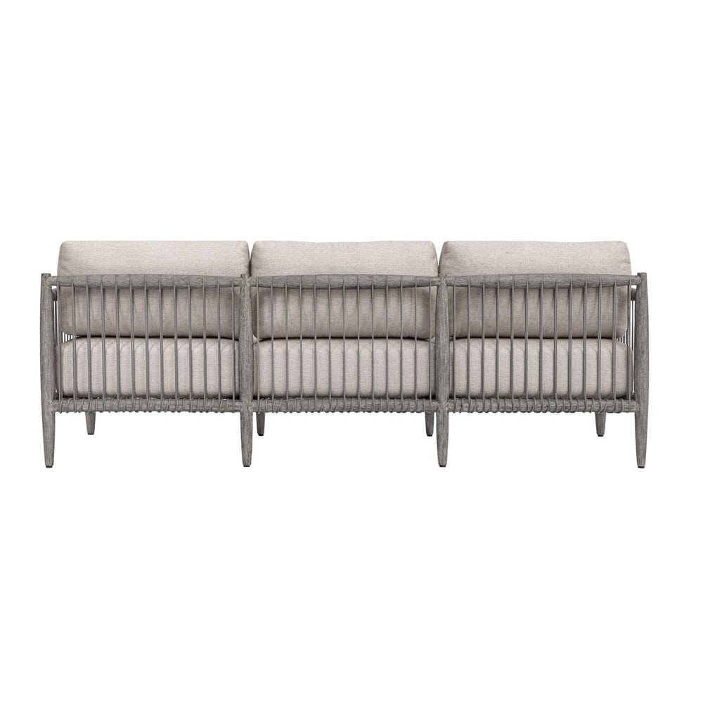 Uttermost Borneo Outdoor Sofa ~ Weathered Gray Finish & Sunbrella Nuance Dove - Image 3