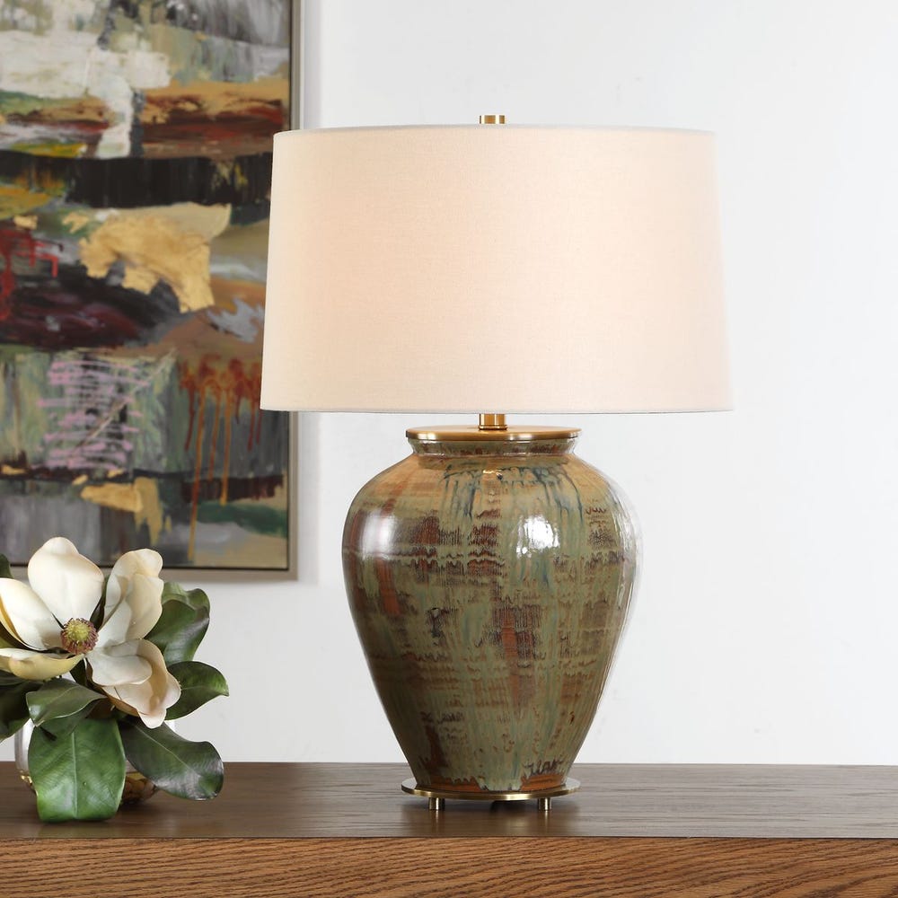 Uttermost Olisa Earthy Toned Table Lamp With Off- White Shade - Image 1
