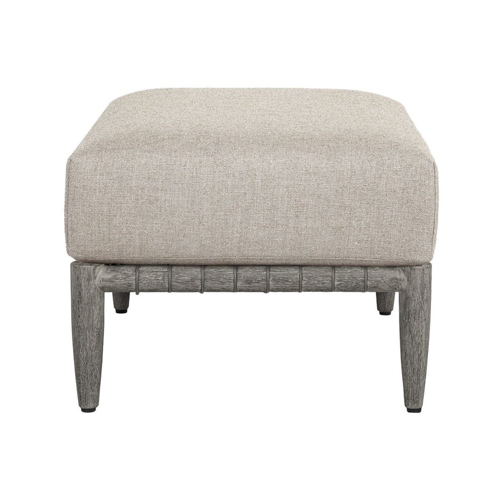 Uttermost Borneo Outdoor Ottoman ~ Weathered Gray Finish & Sunbrella Nuance Dove