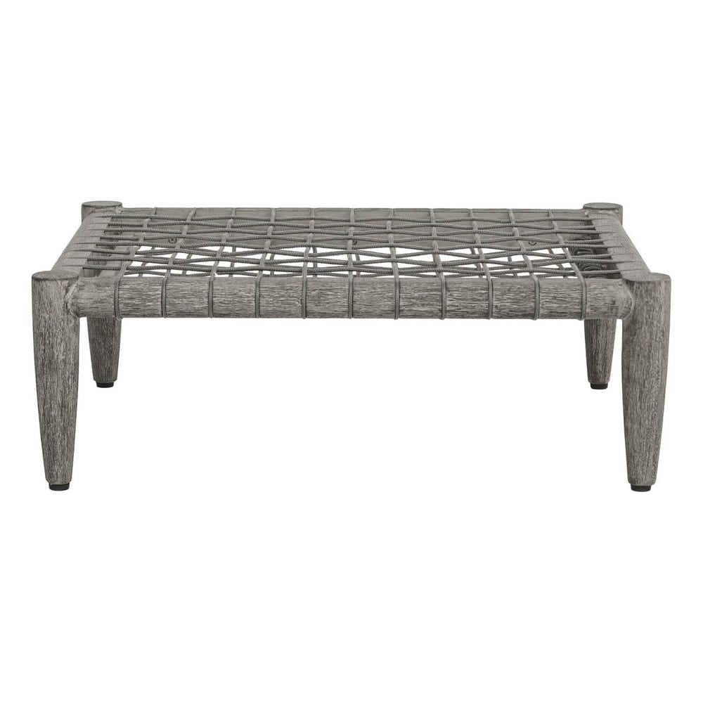Uttermost Borneo Outdoor Ottoman ~ Weathered Gray Finish & Sunbrella Nuance Dove - Image 3