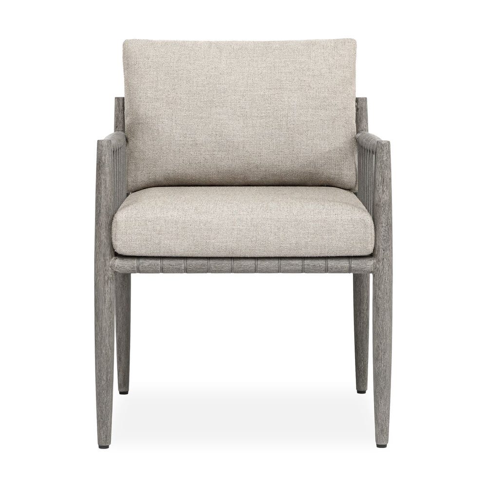 Uttermost Borneo Outdoor Dining Chair ~ Weathered Gray Finish & Sunbrella Nuance Dove