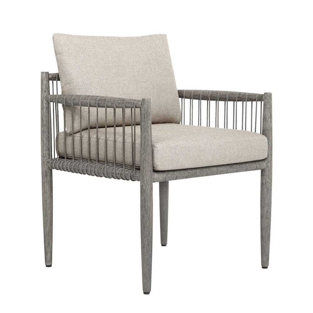 Uttermost Borneo Outdoor Dining Chair ~ Weathered Gray Finish & Sunbrella Nuance Dove - Image 2