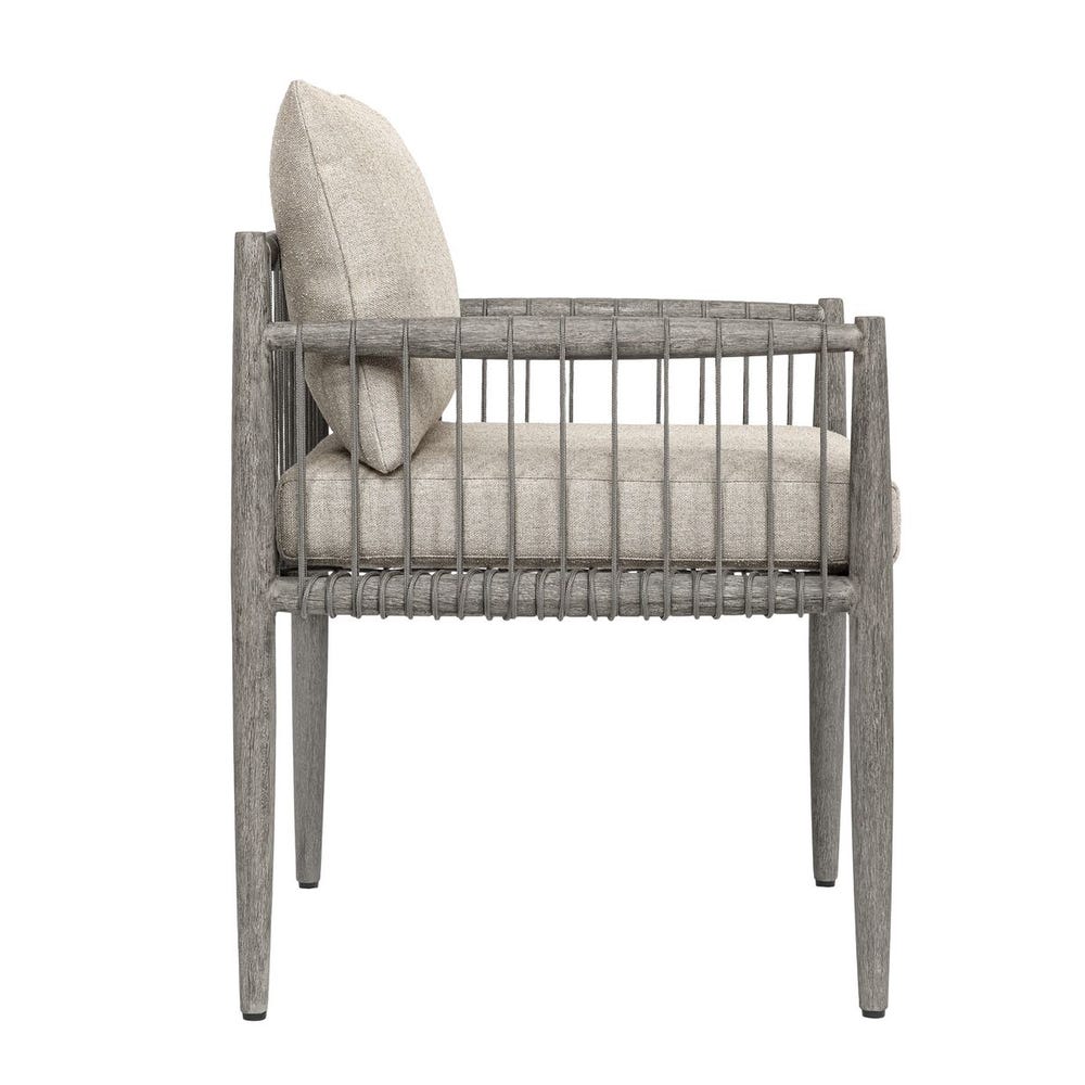 Uttermost Borneo Outdoor Dining Chair ~ Weathered Gray Finish & Sunbrella Nuance Dove - Image 3